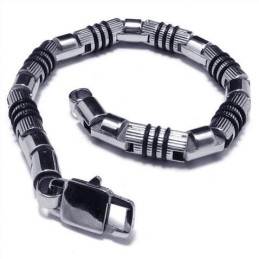 Herrearmbånd I Sølv, Sort 316L Ren Titanium