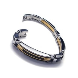 Herrearmbånd I Gyldent Sølv Med Vedhæng I Ren Titanium, Nyt