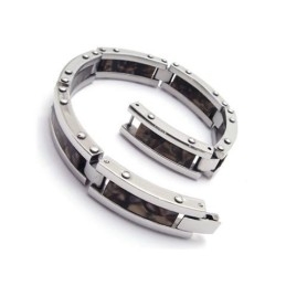 Herre Sort Armbånd I Ren Titaniumgummi Med Charme