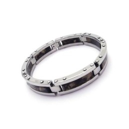 Herre Sort Armbånd I Ren Titaniumgummi Med Charme
