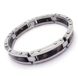 Herre Sort Armbånd I Ren Titaniumgummi Med Charme