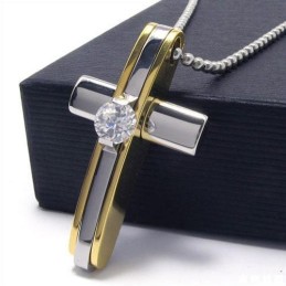 Herre Drenge Gylden Ren Titanium Kors Halskæde Vedhæng