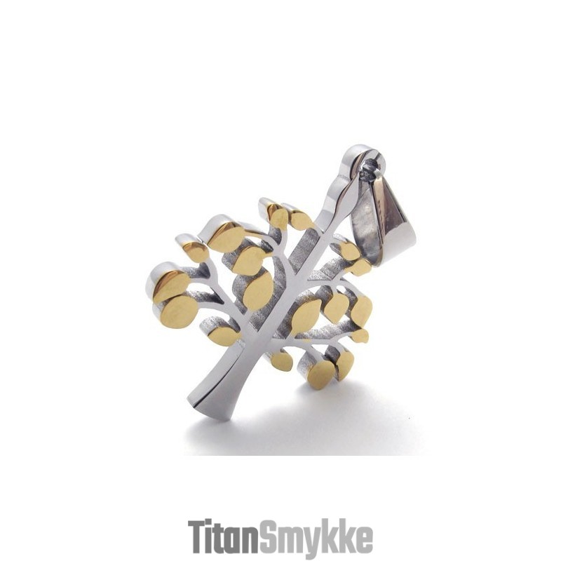 Træ Titanium Og Guld Vedhæng Træ Titanium Og Guld Vedhæng