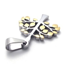Træ Titanium Og Guld Vedhæng