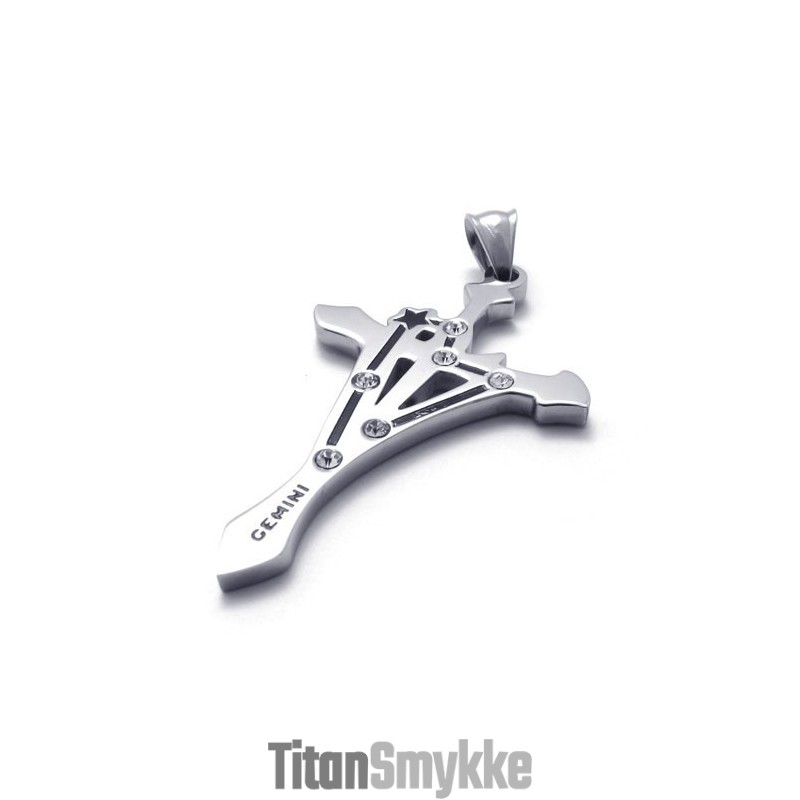 Gemini Titanium Vedhæng Med Rhinsten