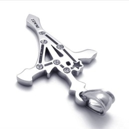 Gemini Titanium Vedhæng Med Rhinsten