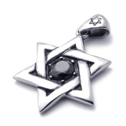 Titanium Lucky Star Vedhæng Med Sort Zirkon