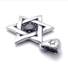 Titanium Lucky Star Vedhæng Med Sort Zirkon
