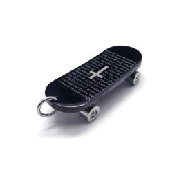 Herre Halskæde Med Skateboardvedhæng I Ren Titanium Og Kors