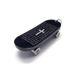 Herre Halskæde Med Skateboardvedhæng I Ren Titanium Og Kors