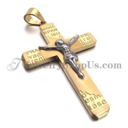 Smukt Guld Titanium Kors Af Jesus Vedhæng