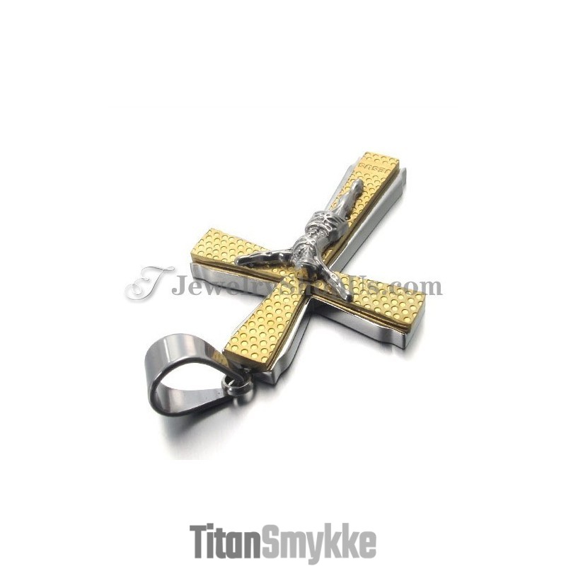 Elegant Titanium Guld Kors Af Jusus Vedhæng