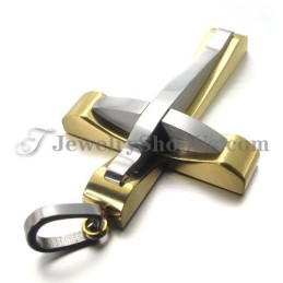 Elegant Titanium Guld Kors Vedhæng