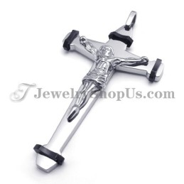 Elegant Sort Titanium Jesus Kors Vedhæng