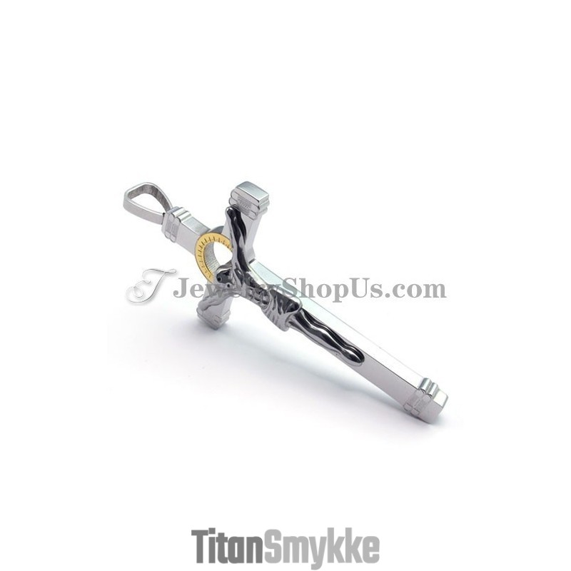 Elegant Guld Titanium Jesus Kors Vedhæng Elegant Guld Titanium Jesus Kors Vedhæng
