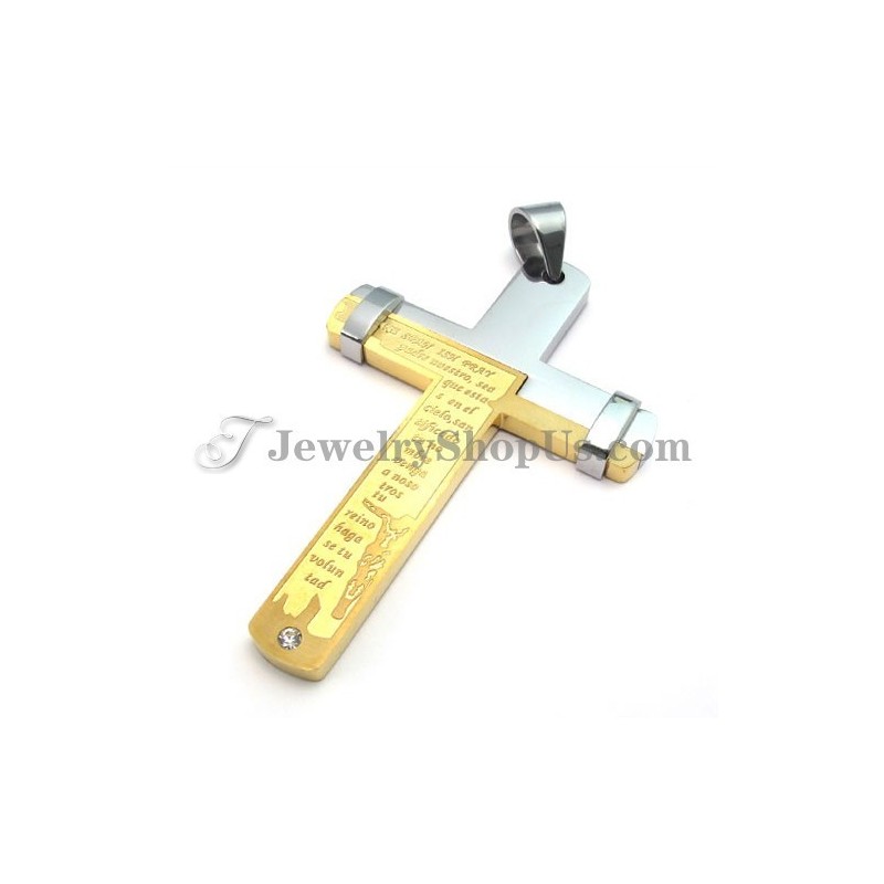 Elegant Guld Titanium Kors Vedhæng Med Rhinsten