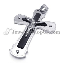 Klassisk Sort Titanium Jesus Kors Vedhæng