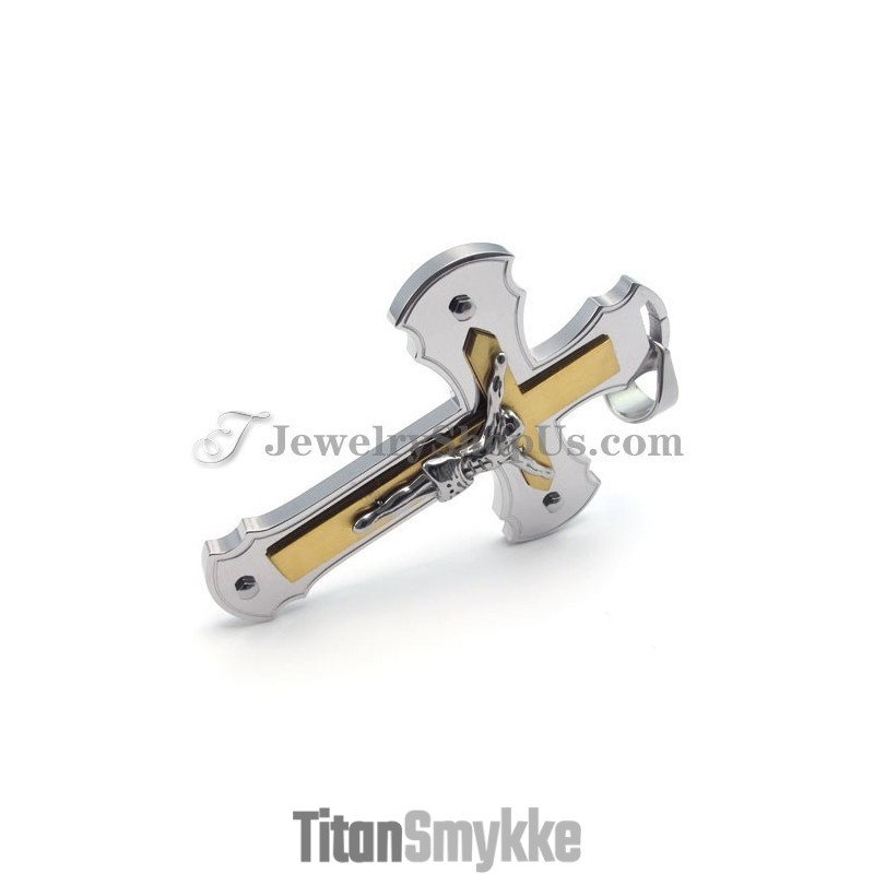 Klassisk Guld Titanium Jesus Kors Vedhæng Klassisk Guld Titanium Jesus Kors Vedhæng