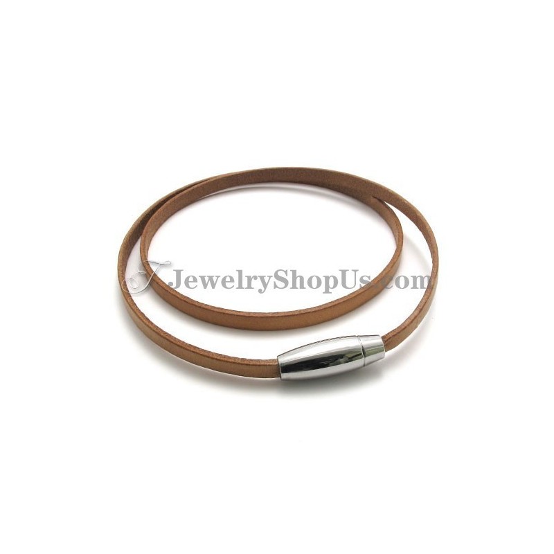 Moderigtig Brun Læderarmbånd Med Titanium Moderigtig Brun Læderarmbånd Med Titanium
