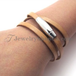 Moderigtig Brun Læderarmbånd Med Titanium