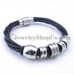 Læder Titanium Armbånd