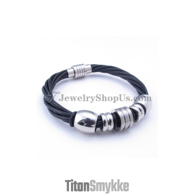 Læder Titanium Armbånd