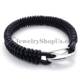 Elegant Læderarmbånd I Titanium