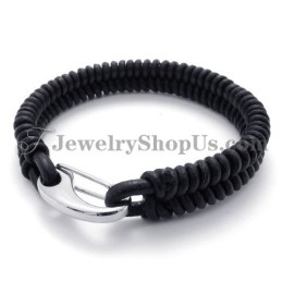 Elegant Læderarmbånd I Titanium