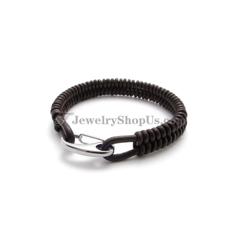 Smuk Brun Titanium- Og Læderarmbånd Smuk Brun Titanium- Og Læderarmbånd
