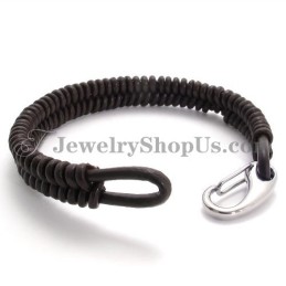 Smuk Brun Titanium- Og Læderarmbånd