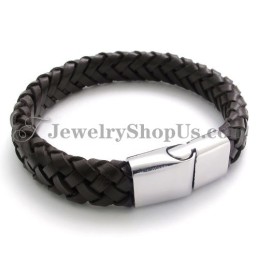 Smukt Læderarmbånd I Titanium