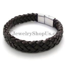 Smukt Læderarmbånd I Titanium