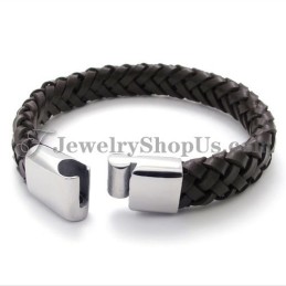 Smukt Læderarmbånd I Titanium