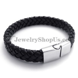 Elegant Sort Titanium Med Læderrem