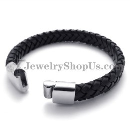 Elegant Sort Titanium Med Læderrem