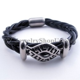 Moderigtigt Læderarmbånd I Titanium