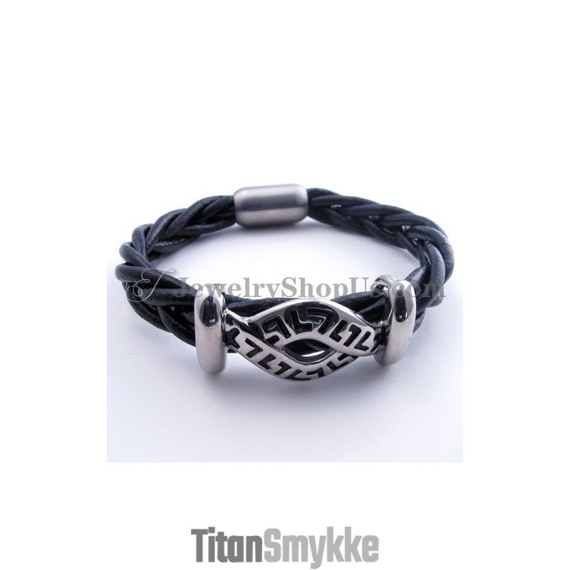 Moderigtigt Læderarmbånd I Titanium