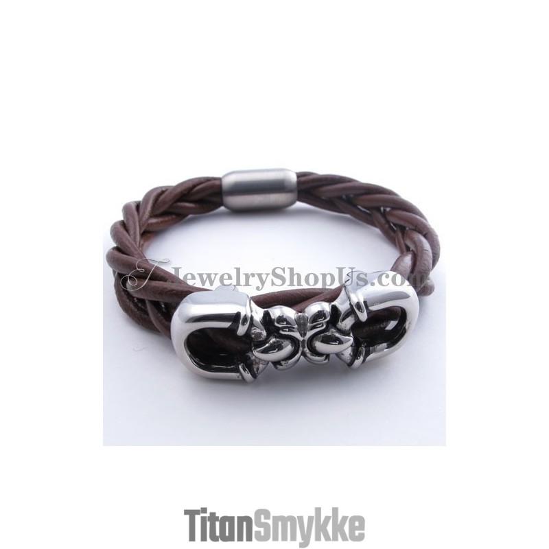 Moderigtig Brun Læder Titanium Armbånd Moderigtig Brun Læder Titanium Armbånd