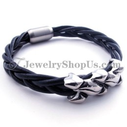 Elegant Læderarmbånd I Titanium