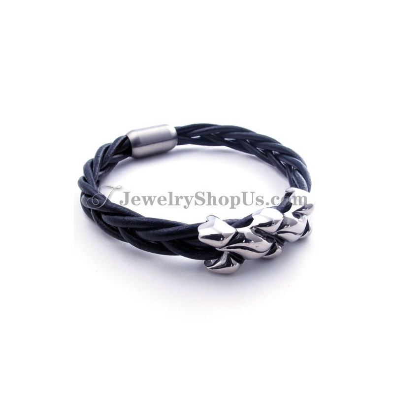 Elegant Læderarmbånd I Titanium