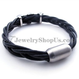 Elegant Læderarmbånd I Titanium