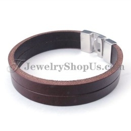 Moderigtig Brun Læderarmbånd Med Titanium