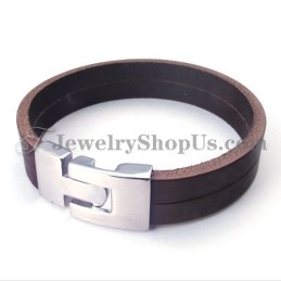 Moderigtig Brun Læderarmbånd Med Titanium