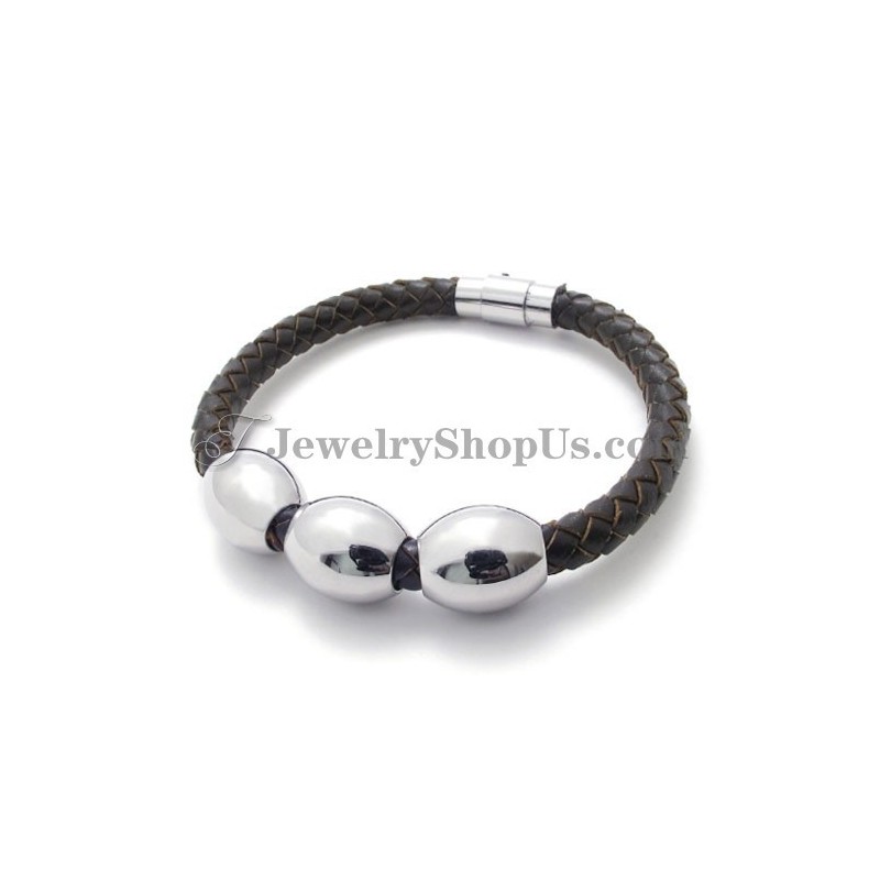 Moderigtig Brun Læder Titanium Armbånd Moderigtig Brun Læder Titanium Armbånd
