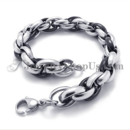 Moderigtigt Sort Og Sølv Titanium Armbånd