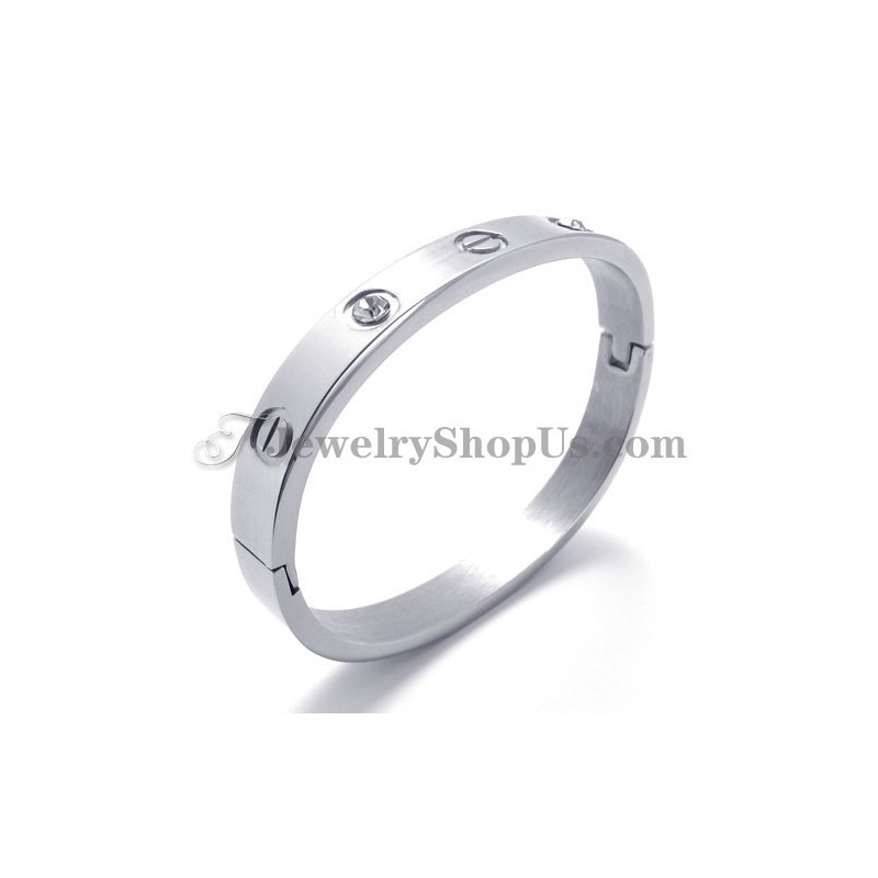 Moderigtigt Sølv Titanium Armbånd Med Rhinsten