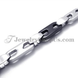 Elegant Sort Og Sølv Titanium Halskæde