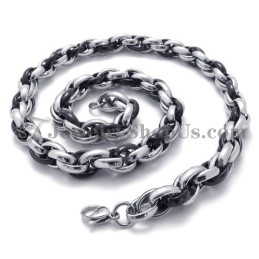 Elegant Sort Og Sølv Titanium Halskæde
