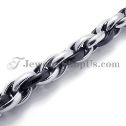 Elegant Sort Og Sølv Titanium Halskæde