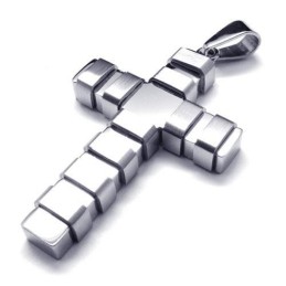 Herrehalskæde Med Korsvedhæng I Rent Titanium I Sølv (Ny)